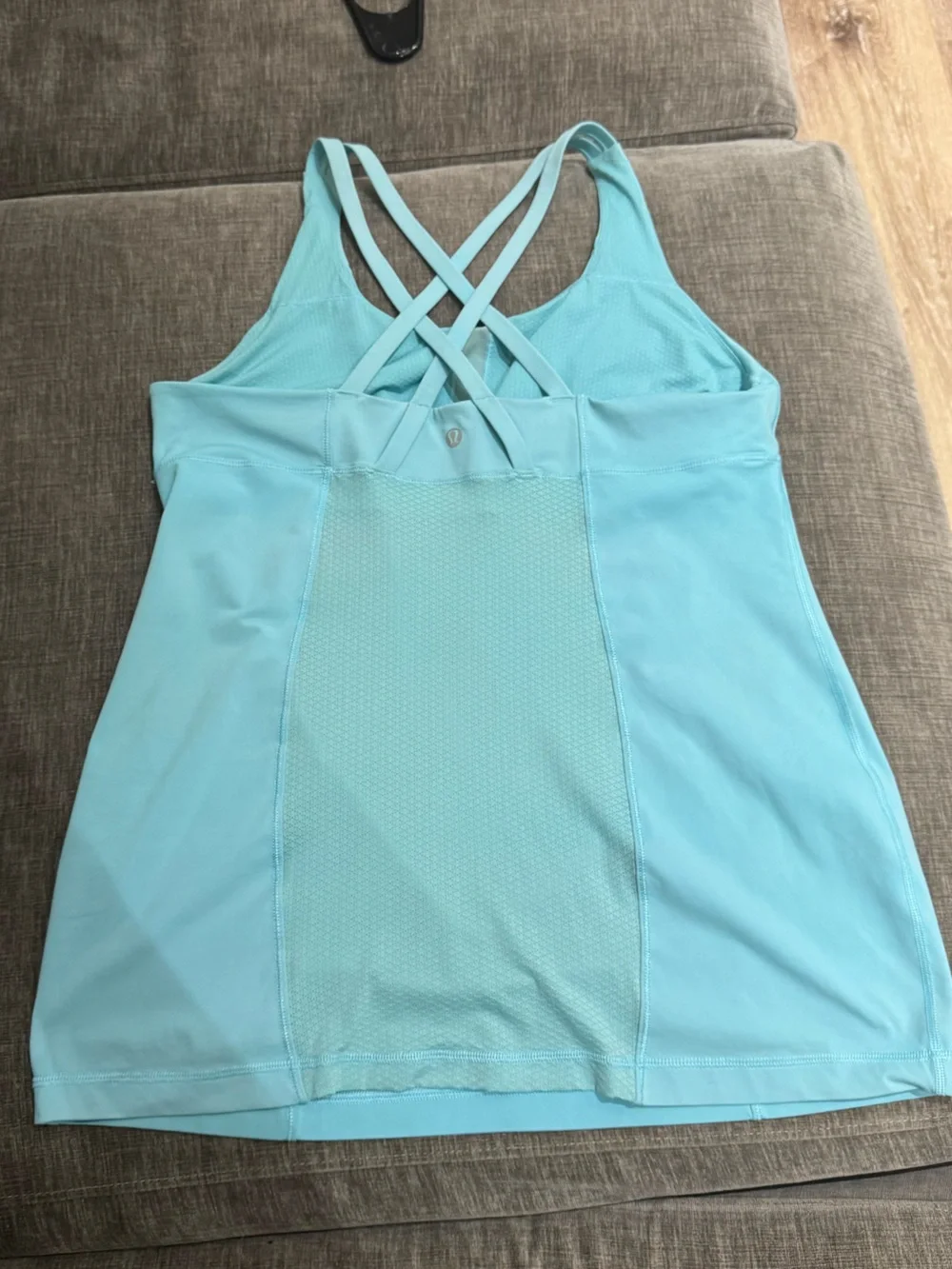 Lululemon Blue Strappy Crossback Built In Bra Long Tank Tunic Top Size 6